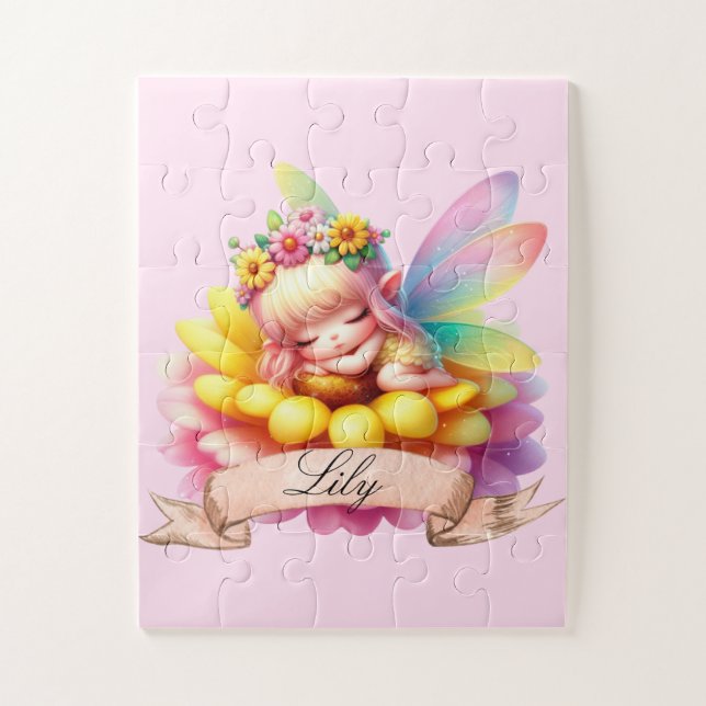 Puzzle Cute Whimsical Floral Doux Rêves Dormir Fée (Vertical)