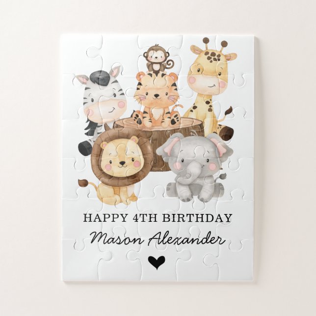 Puzzle Cute Wild Animaux Jungle Safari Anniversaire Cadea (Vertical)