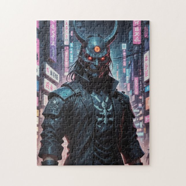 Puzzle Cyberpunk Demon Samurai (Vertical)