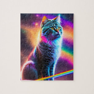 Puzzle Cyberpunk futuriste World Space Colorée Chat