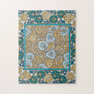 Puzzle cyclamen bleu art nouveau fleur botanique