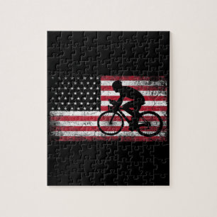 Puzzle Cycliste Cycliste Bicycle Américain Drapeau 4 juil