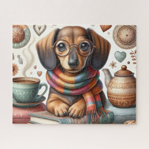 Puzzle Dachshund avec café