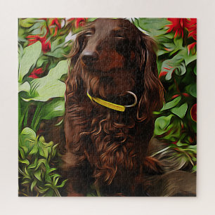 Puzzle Dachshund Brown Assis Dans Le Jardin Avec Fleur
