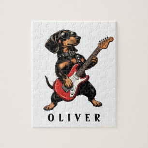 Puzzle Dachshund Rocker Cool Chien de Joue à la Guitare É