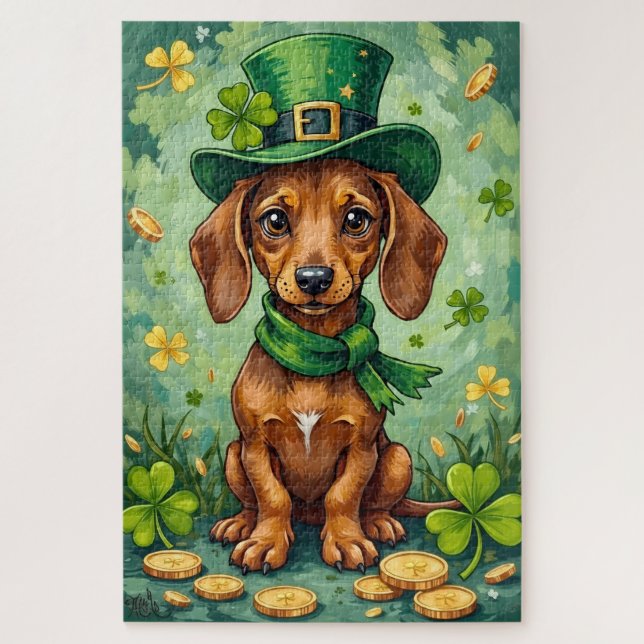 Puzzle Dachshund St Patrick’s Day Lucky Dog (Vertical)
