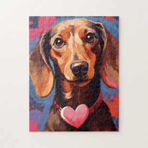 Puzzle Dachshund Valentines jour