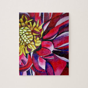 Puzzle Dahlia fleur originale art abstrait aquarelle