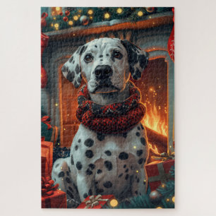 Puzzle Dalmatien avec des cadeaux de Noël Cheminée
