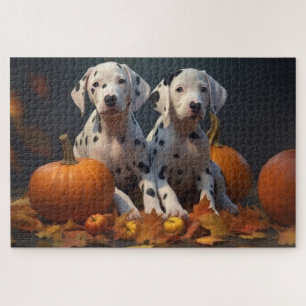 Puzzle Dalmatien chiot automne délice citrouille 