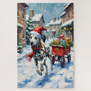 Puzzle Dalmatien livrant des jouets dans un chapeau de ch