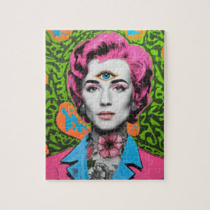 Puzzle Dame aux cheveux roses et au troisième oeil