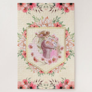 Puzzle Dame Florale Rose, Oeuvre printanière