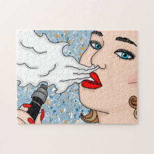 Puzzle Dame Vaping Style Rétro