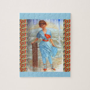 Puzzle Dame victorienne des années 1890 sur la plage