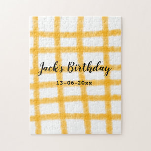 Puzzle damier jaune noir ajouter nom date anniversaire