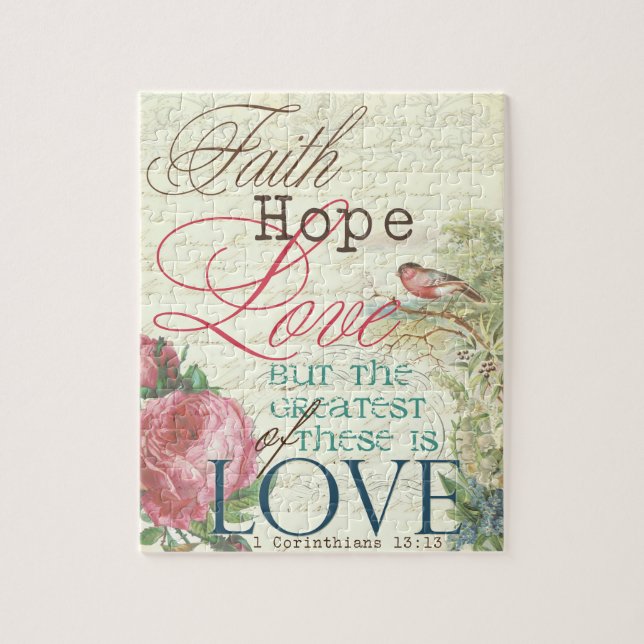 puzzle d'amour d'espoir de la foi 8x10 avec la (Vertical)