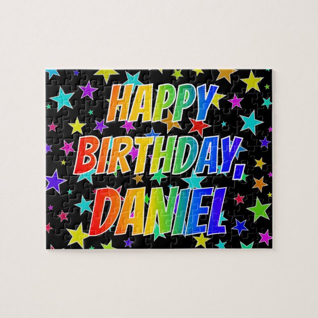 Puzzle "DANIEL" Prénom, Amusant "HEUREUX ANNIVERSAIRE" (Horizontal)