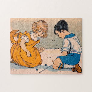 Puzzle Dans les années 1920, fille et garçon jouant au ma