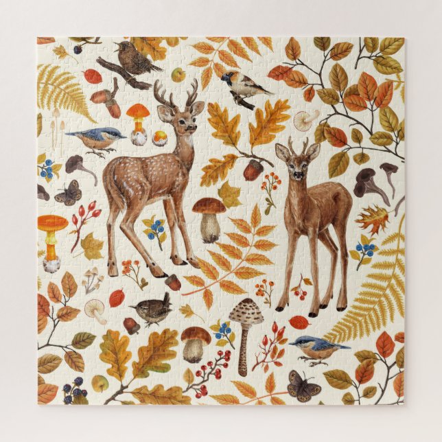 Puzzle Dans les bois / Cerf d'automne sur le blanc (Vertical)