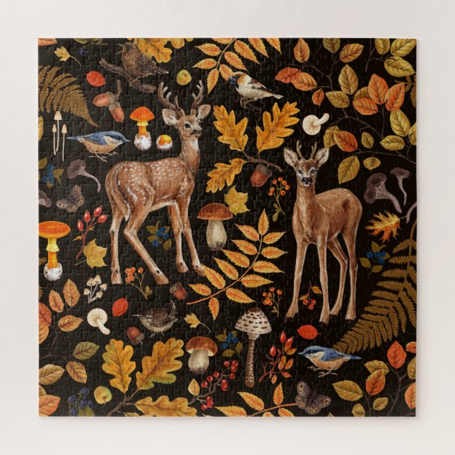 Puzzle Dans les bois / Cerf d'automne sur noir (Vertical)