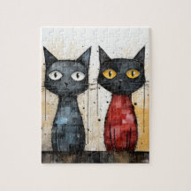 Puzzle d'aquarelle de deux chats