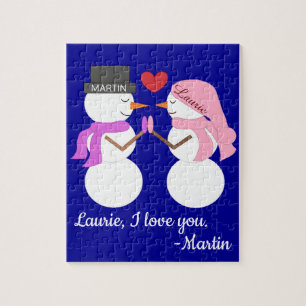 Puzzle Darling Snowpeople in Love : Noël bleu foncé