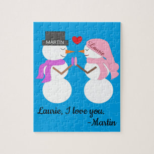 Puzzle Darling Snowpeople in Love : Noël bleu-vert