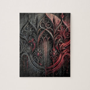 Puzzle d'art argenté gothique - Noir et rouge comp
