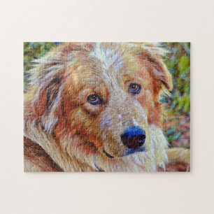 Puzzle d'art de chiens de races mixtes doux et jol