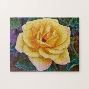 Puzzle d'art de fleur de rose jaune