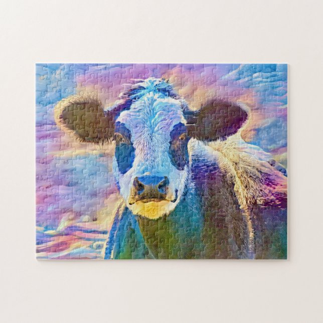 Puzzle d'art de la vache colorée (Horizontal)