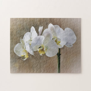 Puzzle d'art des fleurs d'orchidées blanches