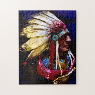 Puzzle d'art original rare de chef Hunkpapa autoch