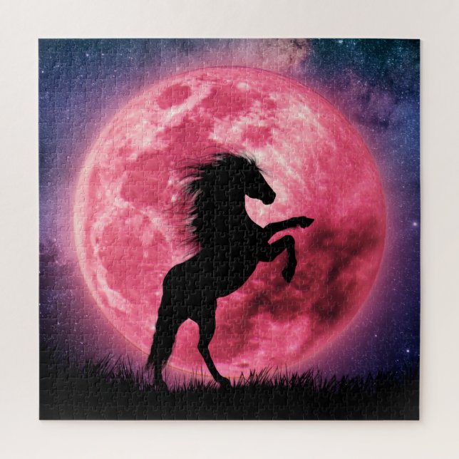 Puzzle Das Pferd und der rosa Mond (Vertikal)