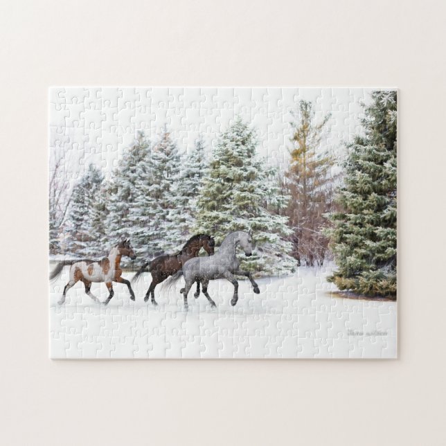 Puzzle Dashing Through the Snow - Trois chevaux (Horizontal)