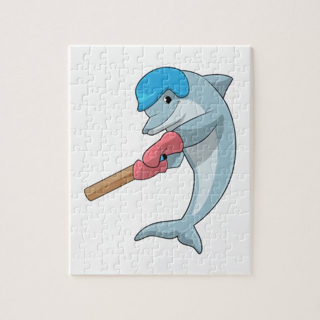 Puzzle Dauphin au cricket avec chauve-souris de cricket (Vertical)