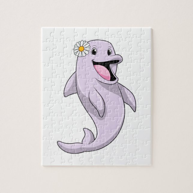 Puzzle Dauphin avec fleur marguerite (Vertical)