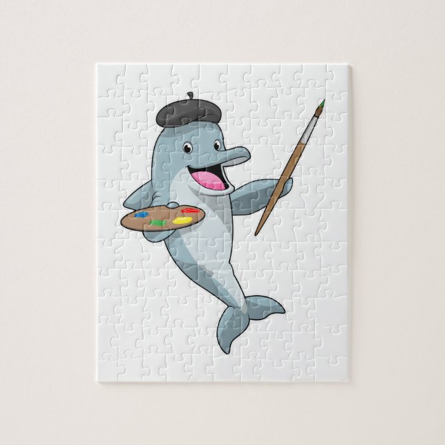 Puzzle Dauphin comme Peintre avec pinceau et couleur (Vertical)