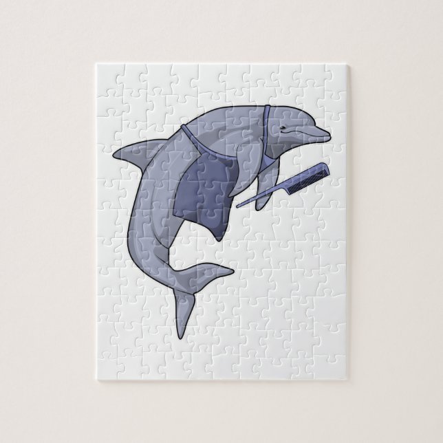 Puzzle Dauphin en coiffeur avec peigne (Vertical)