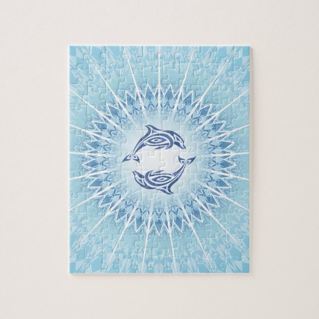 Puzzle Dauphins bleus Mandala (Vertical)