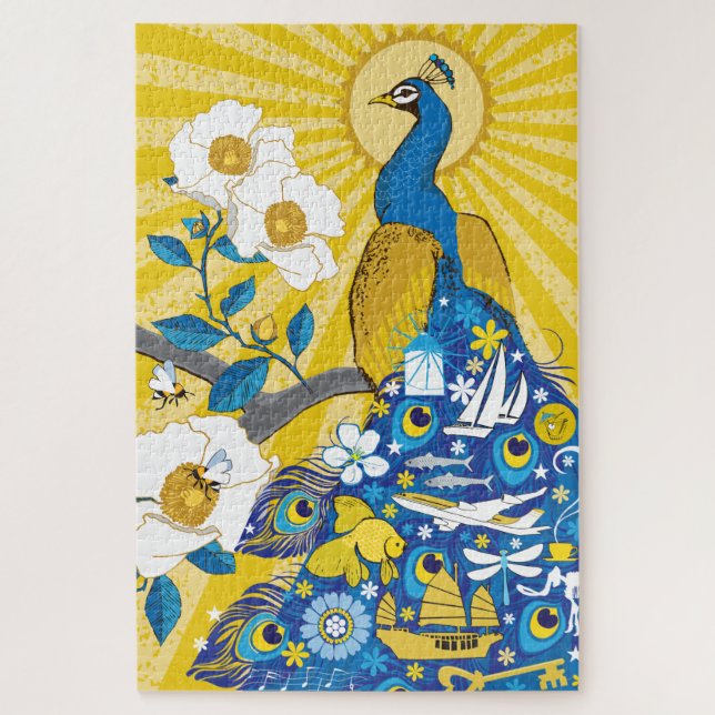 Puzzle de 20x30 paon pour les personnes aveugles (Vertical)