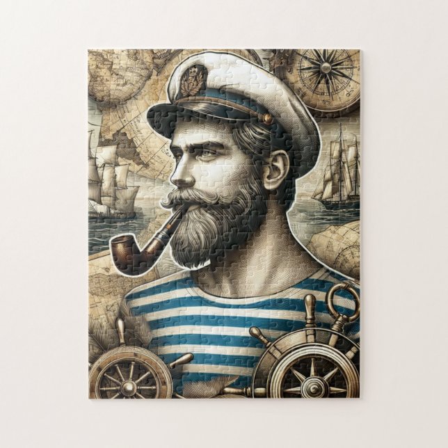 Puzzle de capitaine nautique vintage (Vertical)