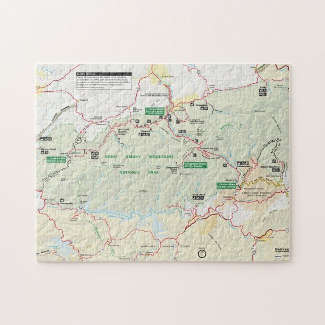 Puzzle de carte de Great Smoky Mountains (Horizontal)