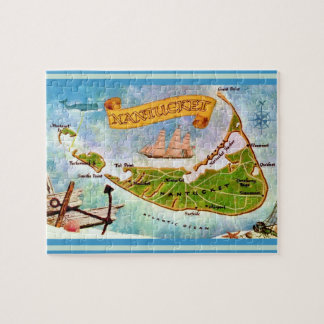 Puzzle de carte de l'île de Nantucket 8x10