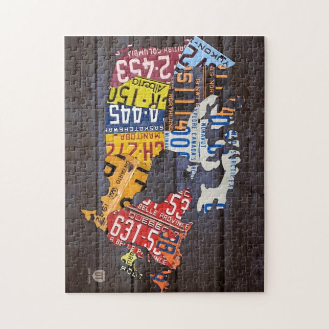 Puzzle de carte de plaque minéralogique du Canada (Vertical)