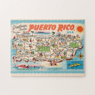 Puzzle de carte Porto Rico vintage