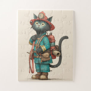 Puzzle de chasse de pompier chat