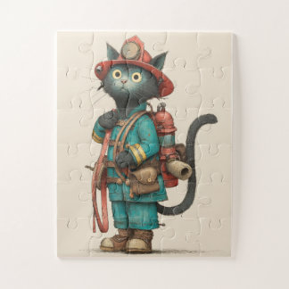 Puzzle de chasse de pompier chat