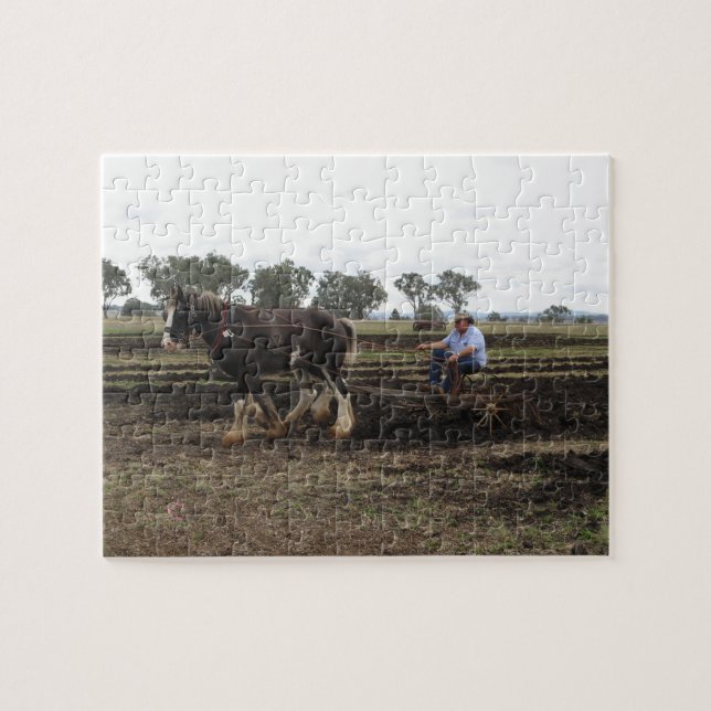 Puzzle de cheval de trait au travail (Horizontal)